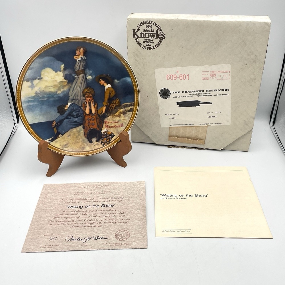 Vintage 1981 Norman Rockwell Waiting On The Shore Knowles Plate COA Box